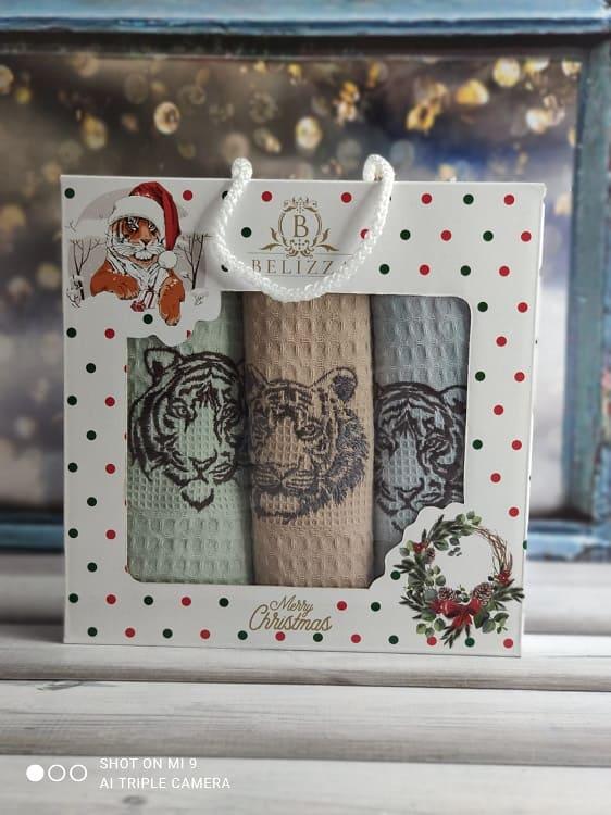 Belizza Tiger face 001, вафельні рушники 40х60см., 3в1, фото 1