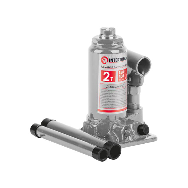 Домкрат "стовпчик" одноштоковый 2 т INTERTOOL GT0021, фото 1