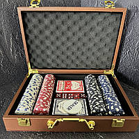 Набір для покеру в кожзам валізі PK200L на 200 фішок номіналом