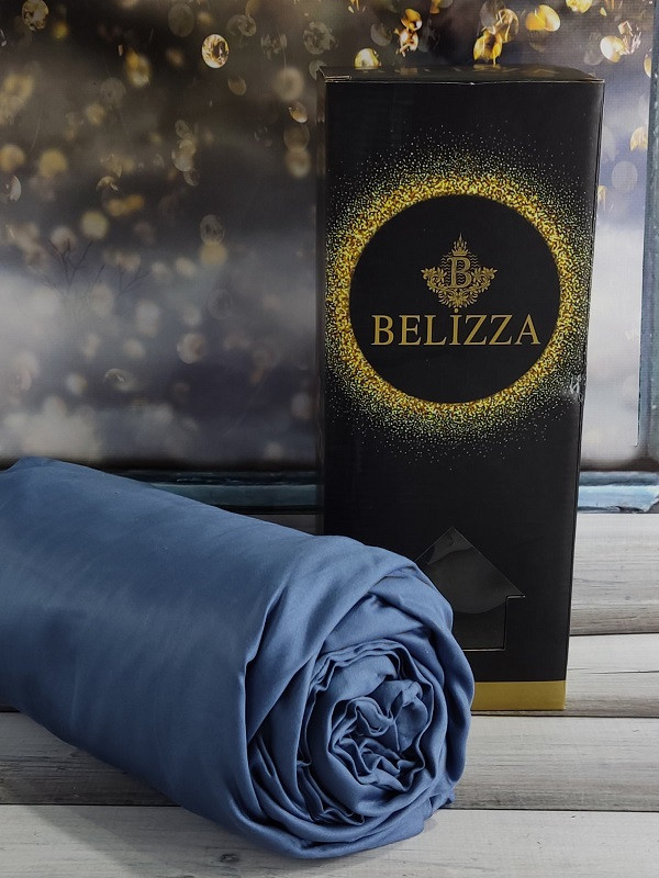 Blue 160х200см., сатинове простирадло на резинці. Belizza Туреччина., фото 1