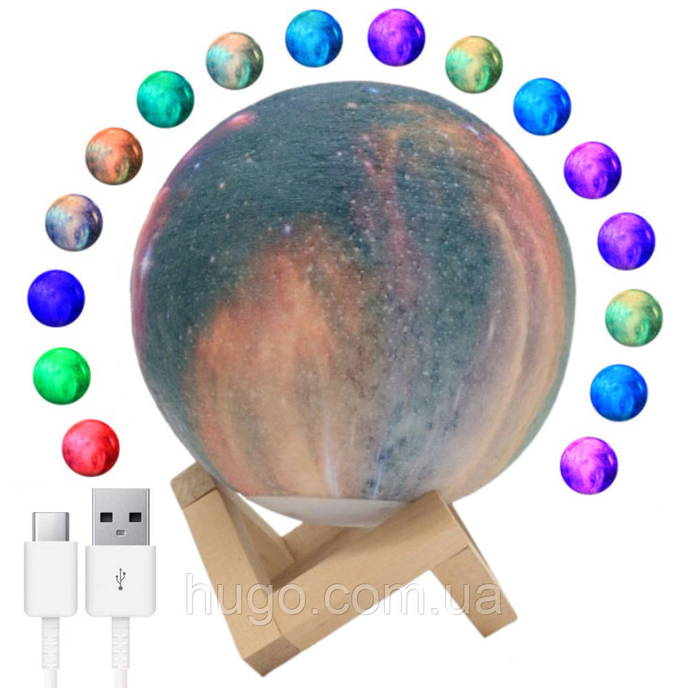 Світильник-нічник 15 см, від USB, 3D Місяць RGB / Настільний нічник 3D Moon / Дитячий світильник на акумуляторі
