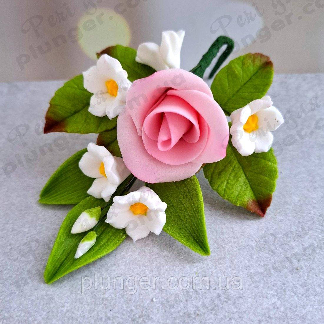 Цукрова прикраса для торта Троянда Рожевій No1, фото 1