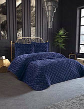 Lizbon lacivert покривало 250х260 см. наволочки 50х70 см. Велюр. Туреччина Miss Bella