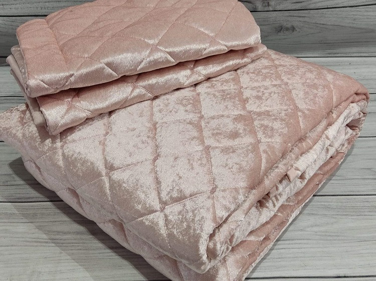 Lizbon pudra покривало 250х260 см. наволочки 50х70 см. Велюр. Туреччина Miss Bella, фото 1