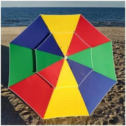 Міцний парасолька 2.3 м пляжний з подвійним куполом, чохол, трубка 32 мм, 8 спиць. Веселка