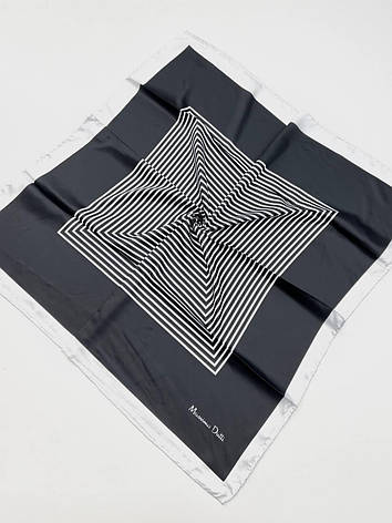 Шовкова брендова хустка Massimo Dutti 90*90 см чорна ручна обробка краю, фото 1