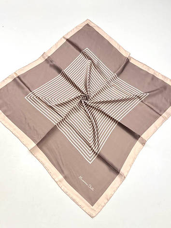 Шовкова брендова хустка Massimo Dutti 90*90 см мокко ручна обробка краю, фото 1