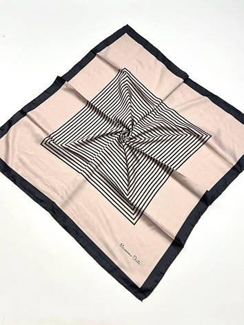 Шовкова брендова хустка Massimo Dutti 90*90 см латте  ручна обробка краю, фото 1