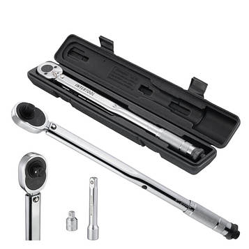 Динамометричний ключ 1/2" перехідник 1/2 х 3/8, подовжувач 125 мм 1/2 28-210 NM INTERTOOL XT-9007