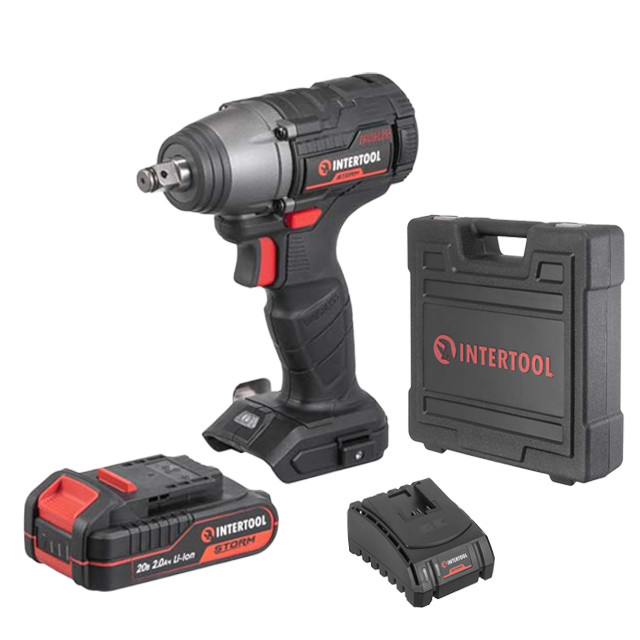 Гайковерт ударний акумуляторний із безщітковим двигуном 20 В, 300 Нм, 0-2500 об./хв,1/2", INTERTOOL WT-0364, фото 1