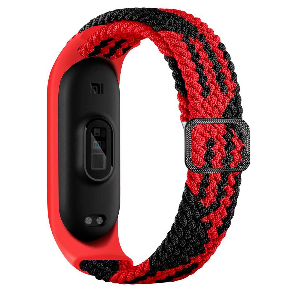 Ремінець Nylon для Xiaomi Mi Band 3 / 4 / 5 / 6 / 7 Elastic adjustment, Red-Black, фото 1