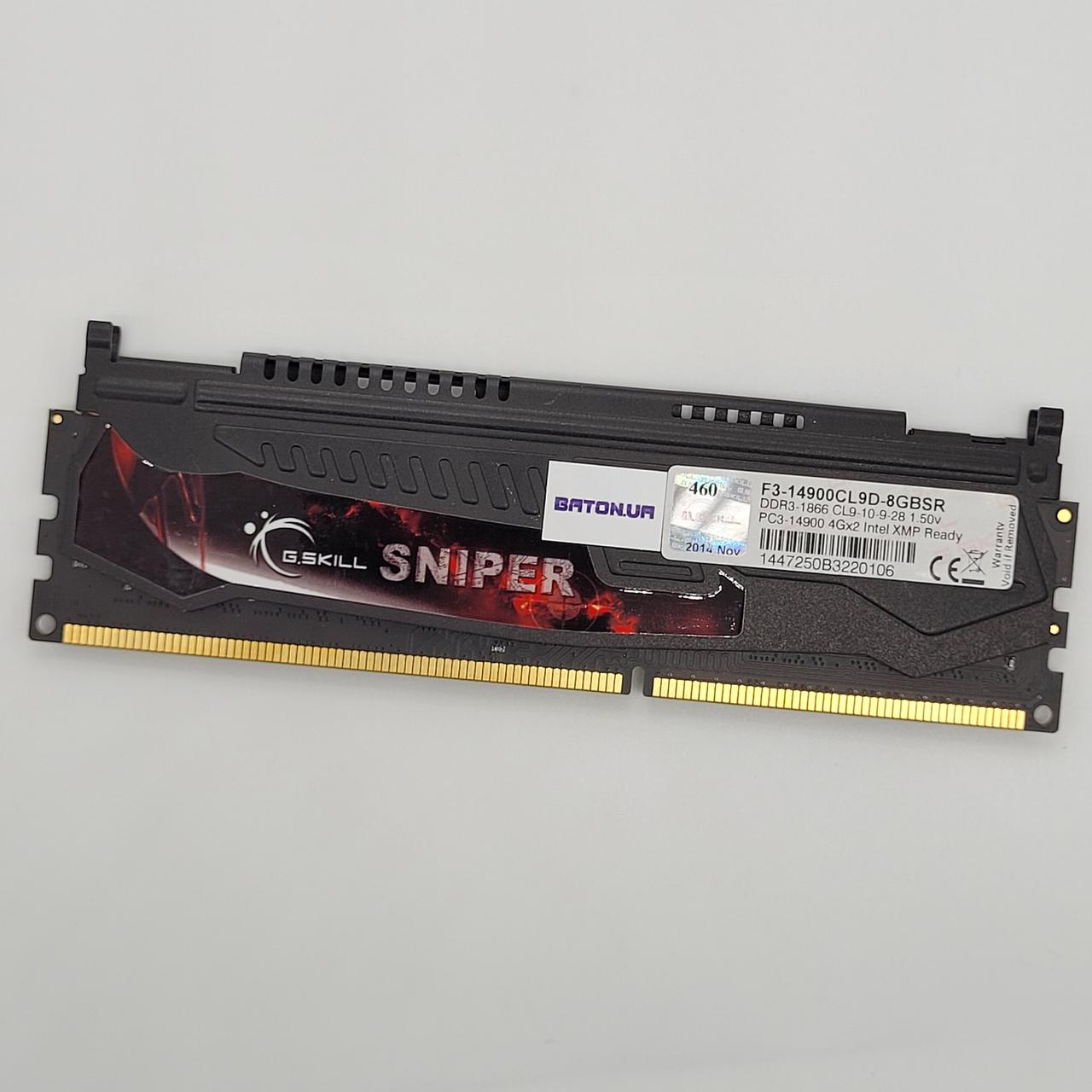 Ігрова оперативна пам'ять G.Skill Sniper DDR3 4Gb 1866MHz 14900U 2R8 CL9 (F3-14900CL9В-8GBSR) Б/В