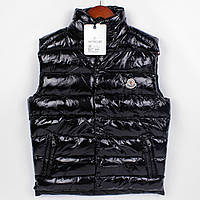 Жилетка Moncler глянсова (з білим лого), колір чорний, різні розміри