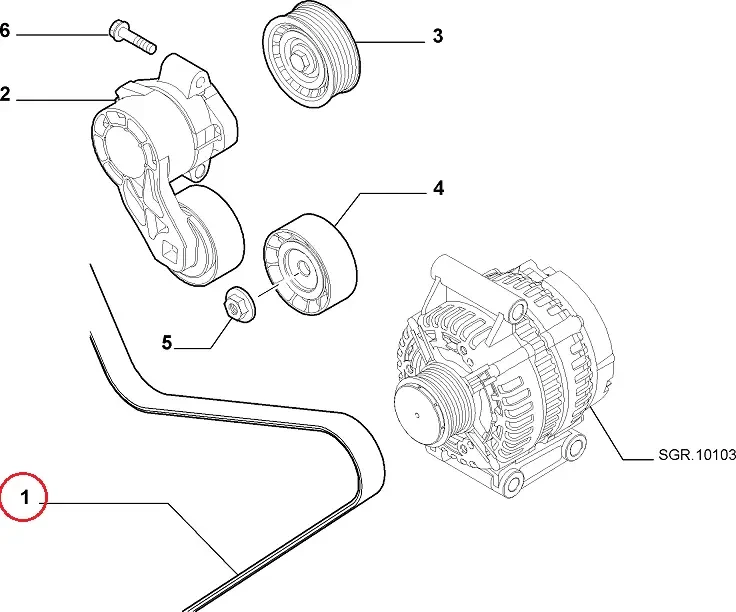 Ремінь генератора Fiat Ducato 250, Peugeot Boxer 3, Citroen Jumper 3 (2006-2014) 2.2D/HDi, 9662806680, 5750YH