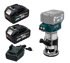 Потужний акумуляторний фрезер PROFI-TEC PRD2068BL POWERLine : з АКБ 2-шт 20V 5.0Ah, цанга 6,  глибина занурення 0–40 мм