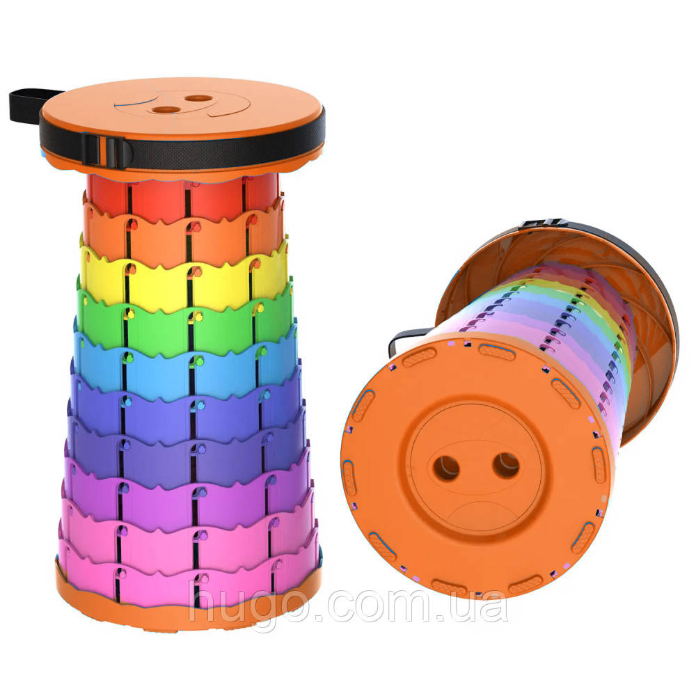 Телескопічний стілець Telescopic stool, Різнокольоровий / Туристичний стільчик / Складні похідні меблі, фото 1