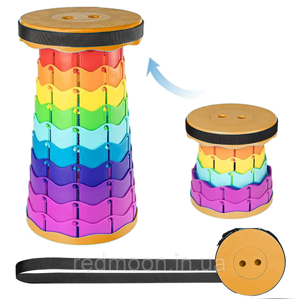 Складаний стілець Telescopic stool, Різнокольоровий / Туристичний телескопічний стільчик / Похідний стілець