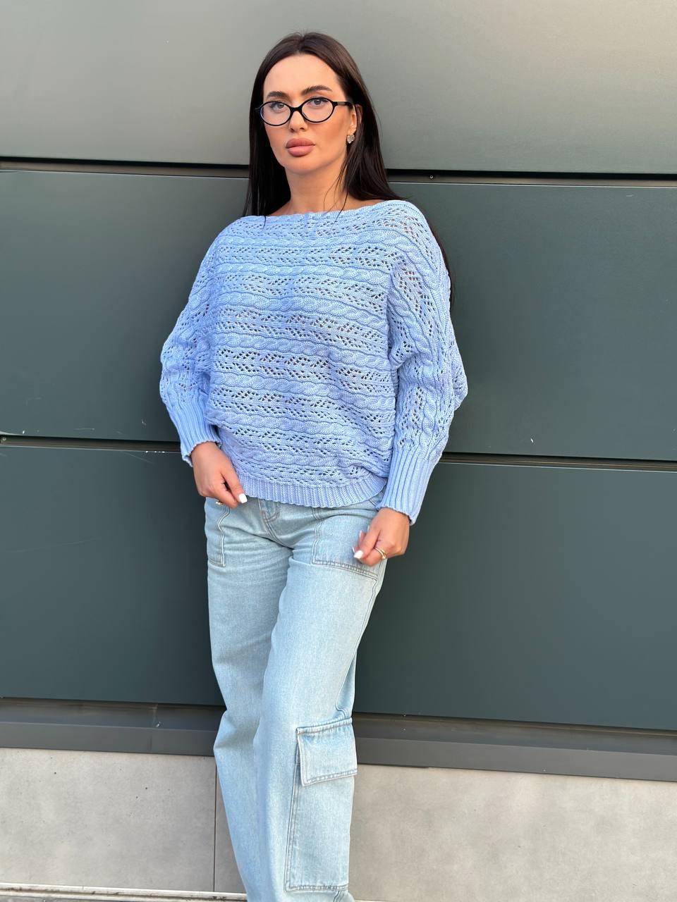 Стильний в'язаний светр вовна, фото 1