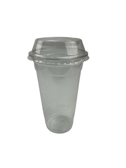 Стакан пластиковий 540мл з плоскою кришкою без отвору 100шт, фото 1