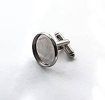 Запонки для манжет Finding Основа під круглу вставку 16 мм Сталистий 26 мм x18 мм Ціна за 1 шт