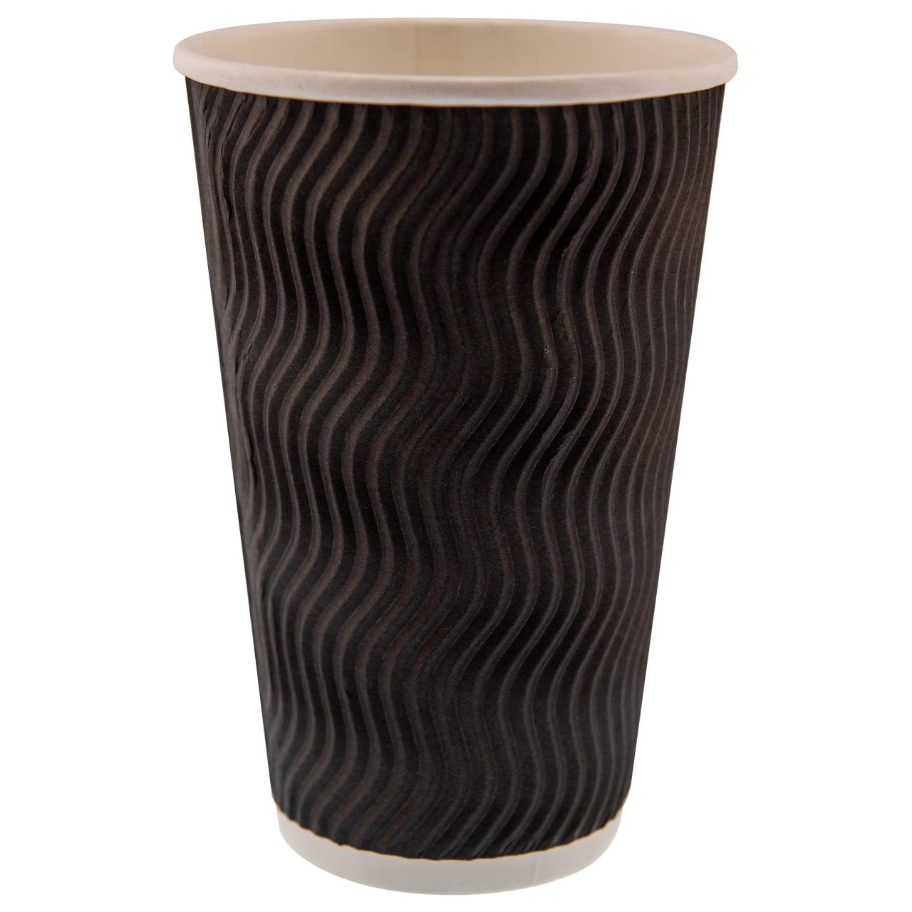 Гофрований стакан 450мл чорний 20шт, одноразові стакани, фото 1