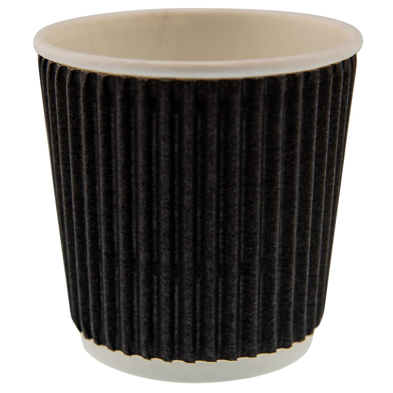 Гофрований стакан 110мл чорний (30шт), термостійкі стакани одноразові, фото 1
