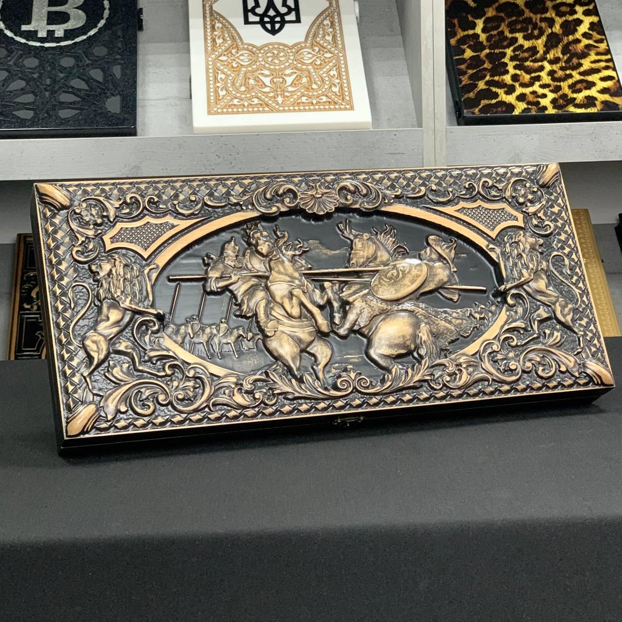 Нарди дерев'яні ручної роботи Лицарі 50×23см подарункові, фото 1