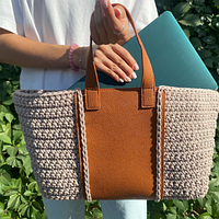 Сумка Шопер гачком з основою з екошкіри. Майстер-клас з докладним описом