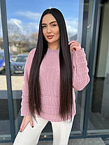 Теплий в'язаний светр у незвичайну смужку вовна, фото 2