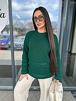 Теплий в'язаний светр у незвичайну смужку вовна, фото 5