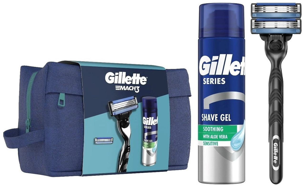 Набір Gillette "Mach3" Сумка (станок (2)+ гель д/бр. 200 мл)