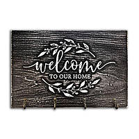 Ключниця 20х30 "Welcome to our home (сірий вінтаж)