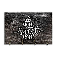 Ключниця 20х30 "Home sweet home (хатинка зверху замальована)" (сірий вінтаж)