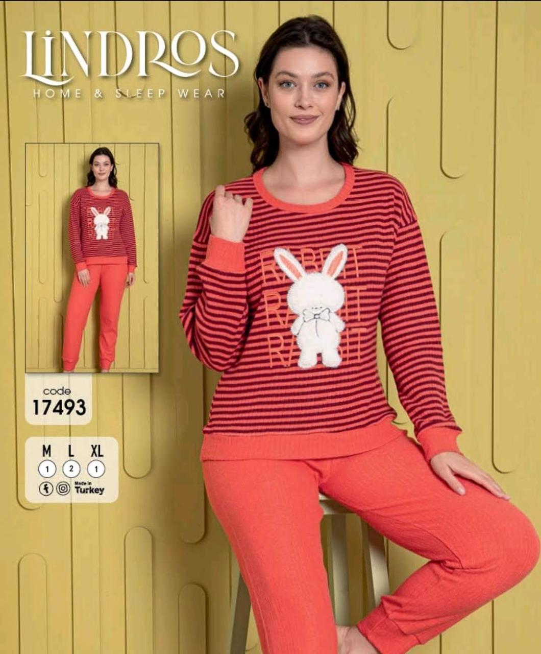 Домашня жіноча піжама «Lindros Rabit» кофта в смужку (з M по XL)