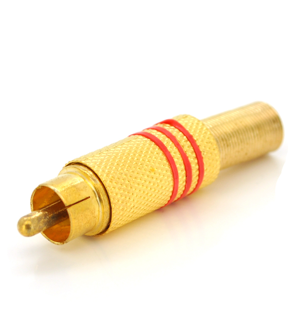 Роз'єм RCA із пружиною (сигнальний під паяння) латунь, червоне, Арт.55758