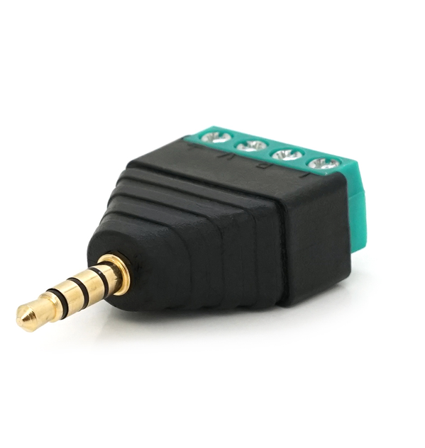 Роз'єм для підключення miniJack 3.5 Stereo (4 контакти) з клемами під кабель, Арт.55762