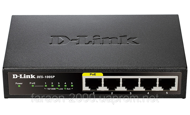 Комутатор D-Link DES-1005P 5port 10/100BaseTX (1port PoE)