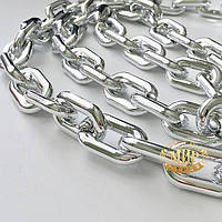 Легкий ластиковий  ланцюг срібло,  розмір ланки 25х18 мм,  1 м