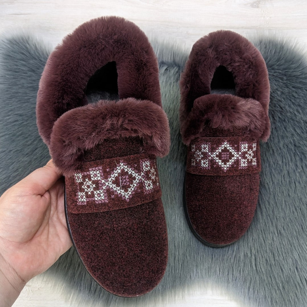 Капці чуні жіночі на хутрі бордові Гіпаніс 4206, фото 1
