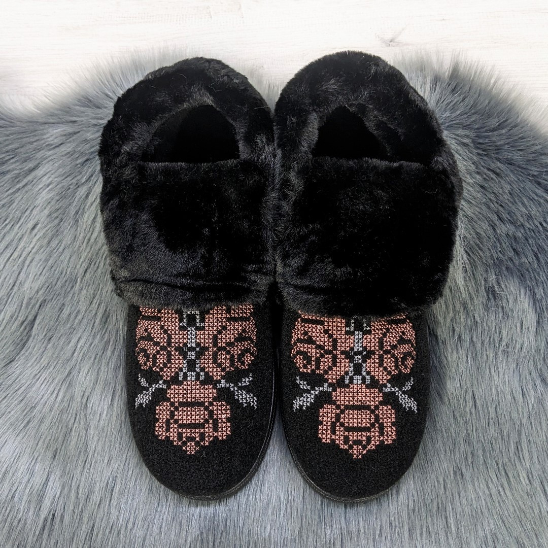 Тапочки чуні жіночі на хутрі чорні з відворотом Гіпаніс 4550, фото 1