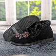 Тапочки чуні жіночі на хутрі чорні з відворотом Гіпаніс 4550, фото 9
