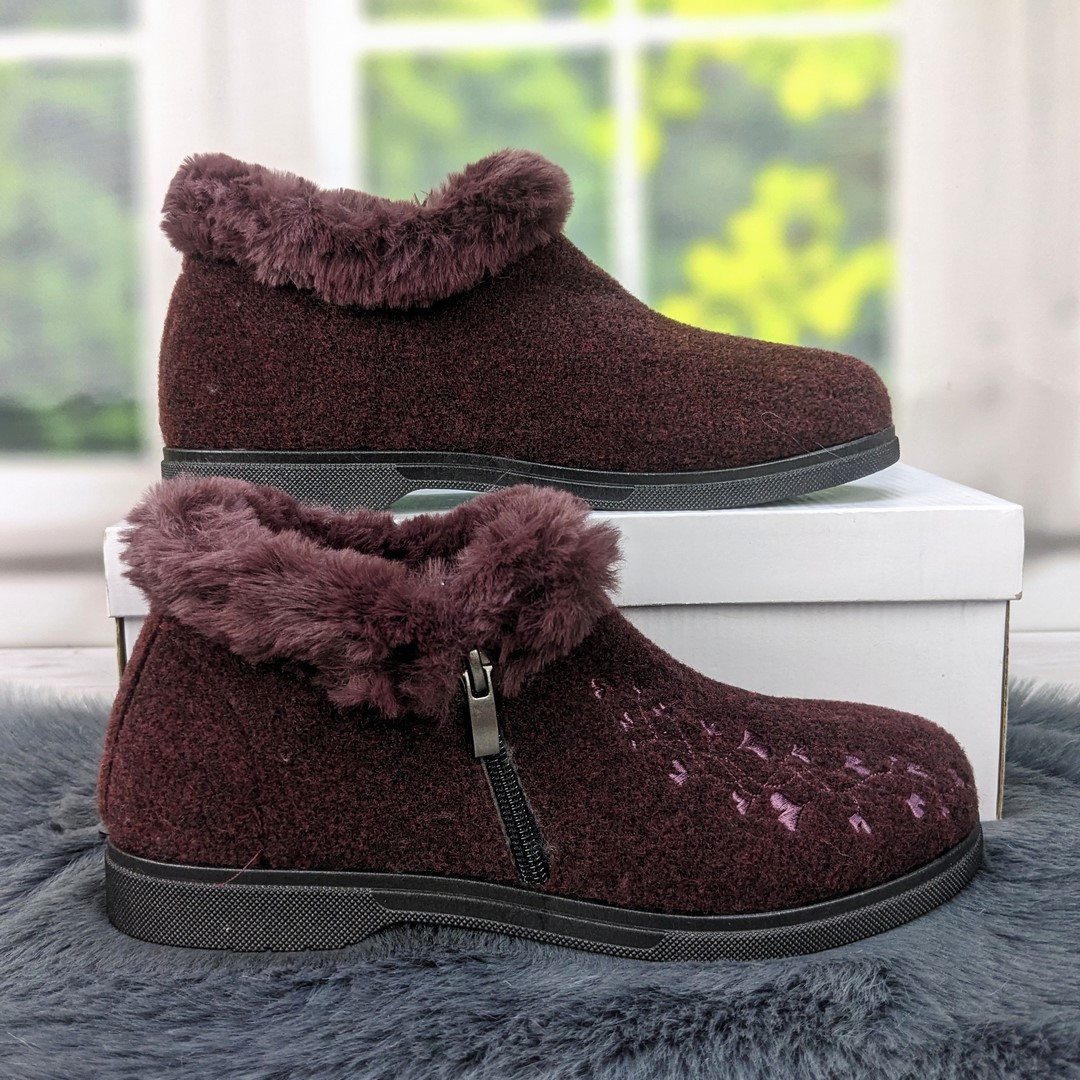Тапочки чуні жіночі високі на хутрі бордові Гіпаніс 4205-2, фото 1