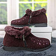 Тапочки чуні жіночі високі на хутрі бордові Гіпаніс 4205-2, фото 5