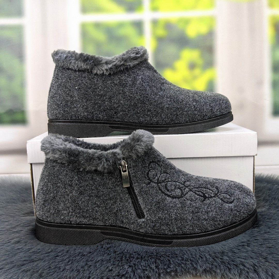 Капці чуні жіночі високі на хутрі сірі Гіпаніс 4205-3, фото 1