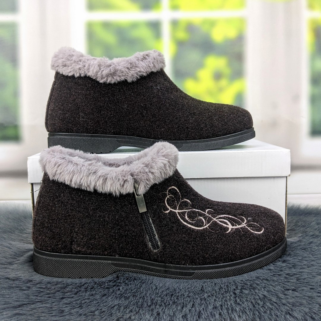 Капці чуні жіночі високі на хутрі коричневі Гіпаніс 4205-3, фото 1