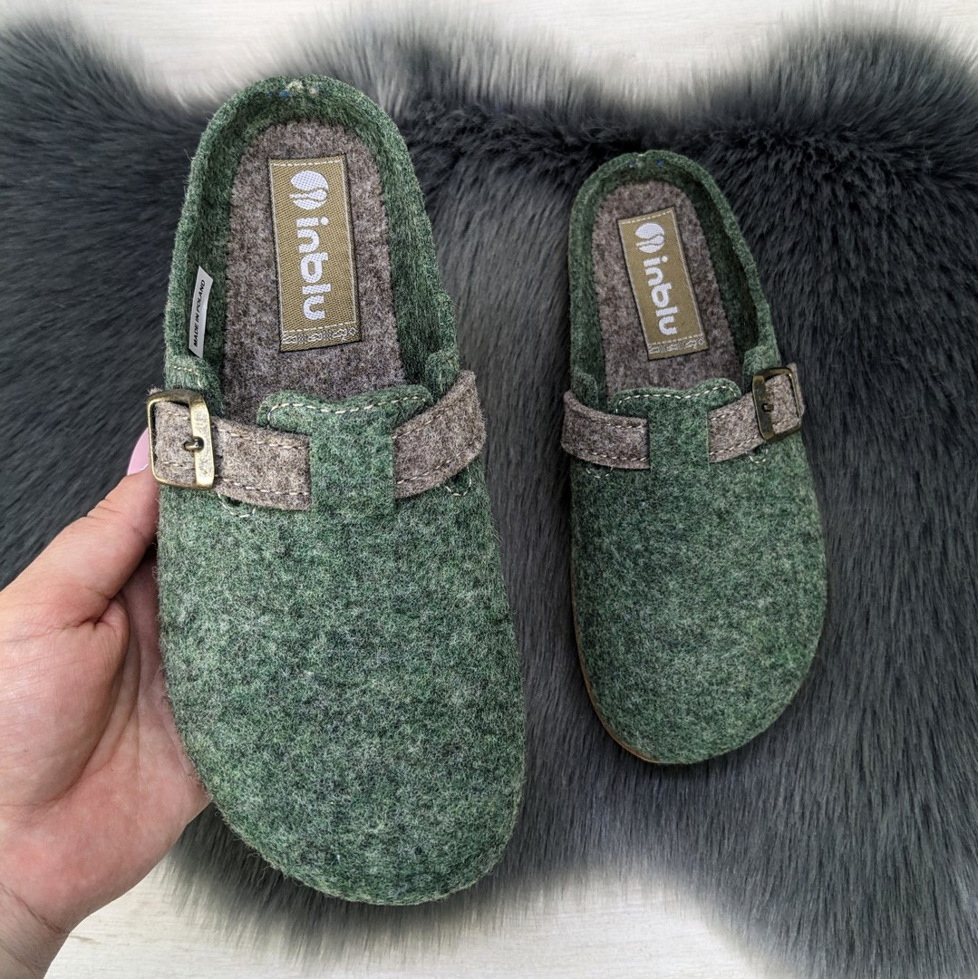 Тапочки домашні жіночі Inblu фетрові на поліуретановій підошві зелені 4287, фото 1