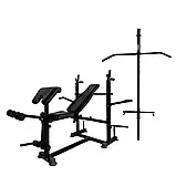 Лава для жиму WCG 0090 тренувальна + Тяга + Бруся + парта Скотта + штанга Набір HARD 80 кг B_2303, фото 2