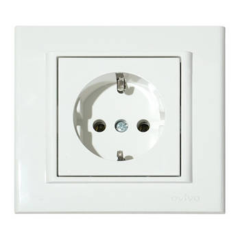Розетка одинарна з заземленням біла MINA