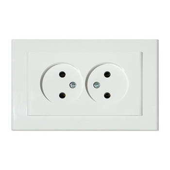Розетка подвійна без заземлення біла MINA