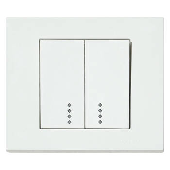 Вимикач 2-клавішний вимикач з підсвіткою білий GRANO